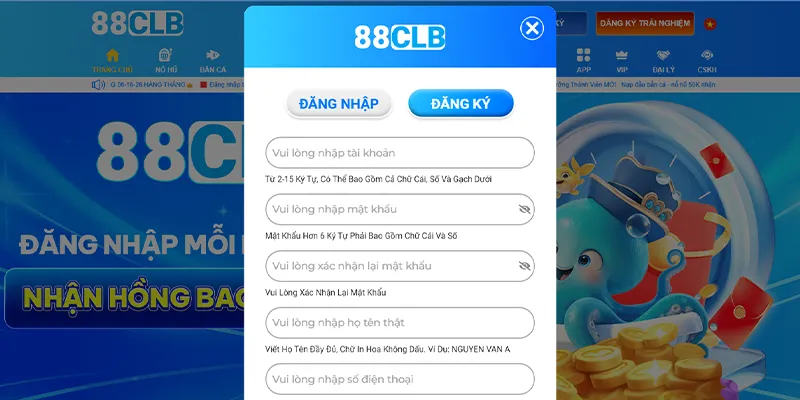 Cập nhật thông tin để đăng ký 88CLB hợp lệ